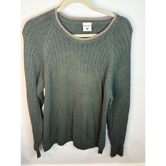 Columbia Mens Sweater Large Green Knit Long Sleeve Casual - Picture 1 of 3